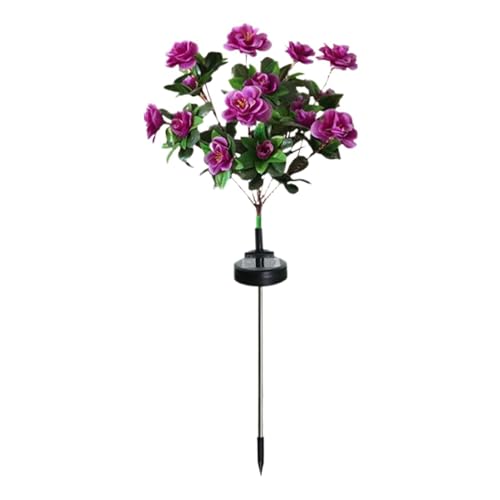 Fleurs avec lumière solaire pour cimetière, bouquet artificiel extérieur 56 LED