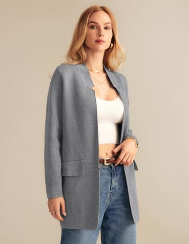 GRACE KARIN Women's Long Sleeve Open Front Knit Cardigan Notch Collar Fall Sweater Blazer Jackets 20253