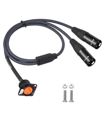 Image of XLR Pass Through Cable Splitter, 1 Female Panel Mount to Dual Male Connector Adapter Y Cable, Mic Feed /Pass Thru Converter for Stage Box, Patch Panel, Floor Box 2 feet(F D-Type to 2M)