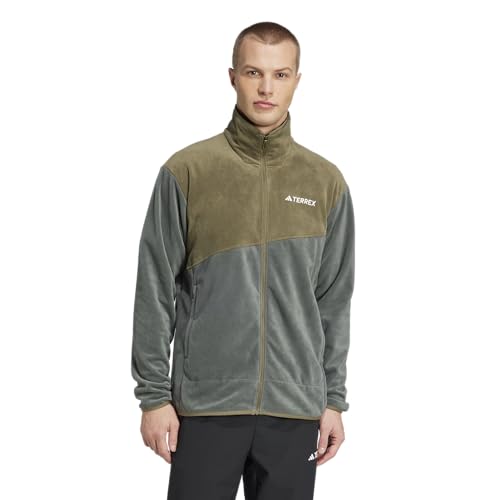 adidas Men's Terrex Multi Full-Zip Fleece Hiking Jacket, Ivy/Olive Strata, Small