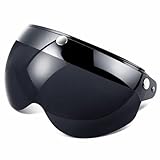 SPYMINNPOO Visiere per Casco da Moto, Visiera per Casco retrò Universale a 3 Scatti Visiera per Casco Mezzo Viso Antivento (Nero, Marrone Scuro)