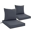 24x24 Inch Outdoor Cushions for Patio Furniture Set of 2, Waterproof Outdoor Chair Cushions w/Fade-Resistant, Removable & Machine-Washable Covers, Deep Seat Sofa/Couch Pads Replacement, Dark Grey