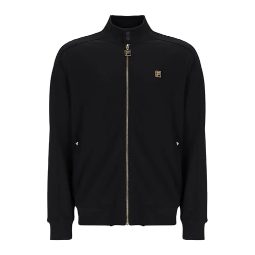 Image of FILA Davey Track Jacket, Full Zip, Biker Neck, Black (UK, Alpha, L, Regular, Regular, Black)