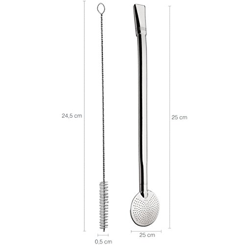 Bomba De Chimarrão Tereré Aço Inox Bomba Lisa Com Escovinha, Zanline, Suprema