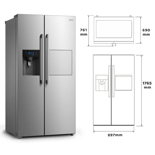 Midea KS-EIX 6.23 Side-by-Side Kühl-/Gefrierkombination/176,5 cm hoch/No Frost/Inverter Compressor/mit Barfach/Wasser-/Eisspender mit Festwasseranschluss/Twin Control, Rostfreier Stahl – Bild 3
