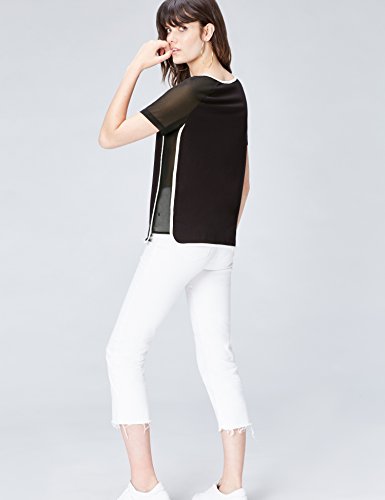 Find. Sheer Sleeve, T-Shirt Donna, Nero