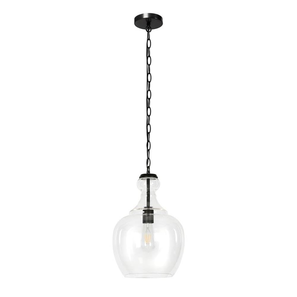 Henn&Hart Industrial Black and Bronze and Clear Glass Pendant