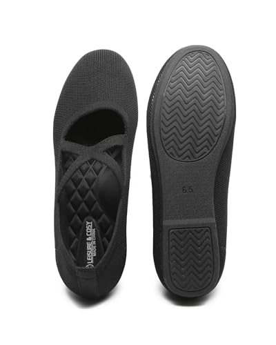 Women's Flats Shoes Mary Jane Ballet Flatss Round Toe Knit Comfortable Casual Ballerina Dressy Office Walking Shoes with Cross Straps3