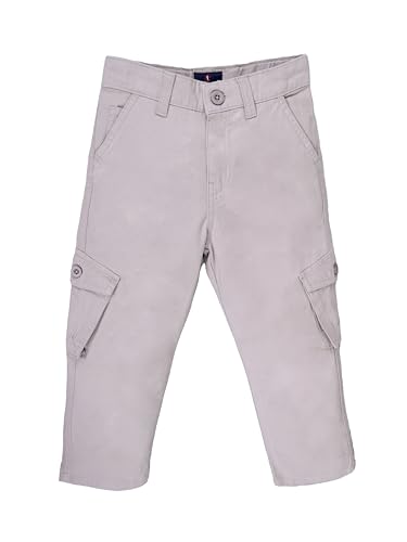 Image of KiddoPanti Boys Cargo Pants | 100% Cotton Twill | Comfortable Regular Fit | Elastic Waistband & Zip Fly | 6 Pocket Lower for Kids | Full-Length Casual Wear