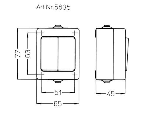 Kopp 563502007 Aufputz-Feuchtraum Serienschalter, IP44, Standard, Arktis-weiß