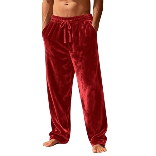 MEIbax Pantalons en Velours Homme Luxueux Pantalons de Pyjama Coupe Lâche Ceinture Élastique Cordon de Serrage Doux Pour Port Quotidien Maison Loisirs...