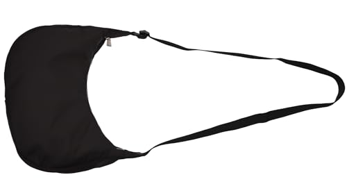 Medium Black Nylon Crescent Bag, Crescent Crossbody Bags for Women, Shoulder Bag with Adjustable Strap, Moon Shape, with Zippers & Interior Pocket3