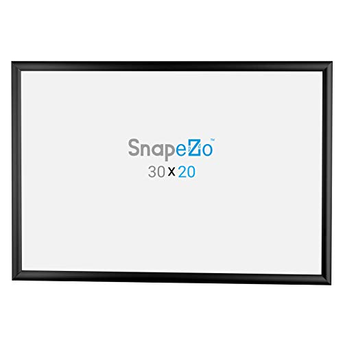 Snapezo Poster Frame 20X30 Inches, Black 1 Inch Aluminum Profile, Front-Loading Snap Frame, Wall Mounting, Sleek Series #TOP6