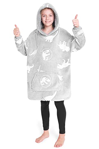 Jurassic World Sudadera Dinosaurio Niño - Sudadera Manta Oversize para Niños (Gris)