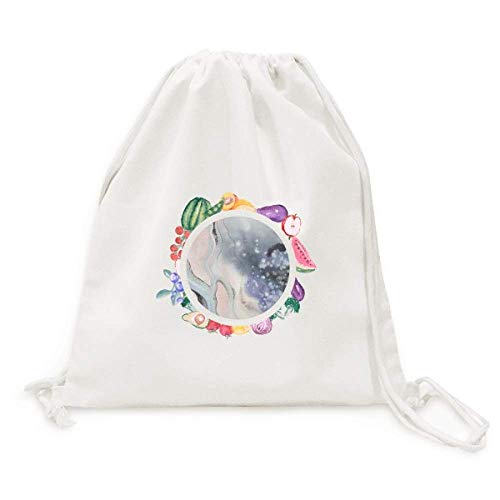 Sac pour fruits et légumes de l'encre aquarelle pliable au marché bio