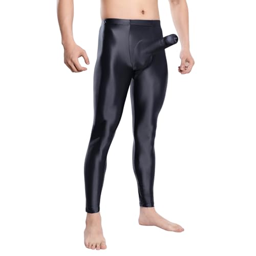 Leggings para hombre 9/10 de nailon brillante, mallas para hombre, deporte, bodybuilding confort, leggings de cintura alta, sexy ajustados, ropa erótica caliente, medias para momentos privados y