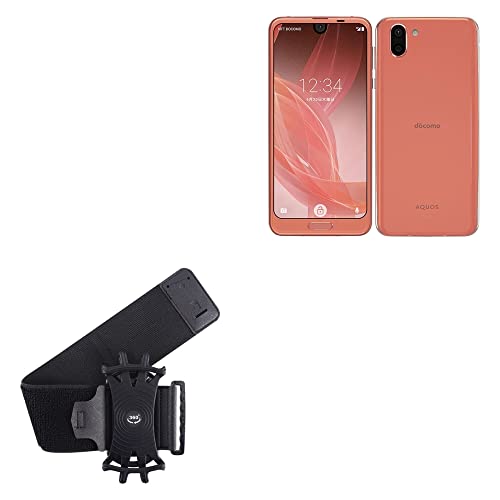 BoxWave Holster Compatible with Sharp Aquos R2 - ActiveStretch Sport Armband, Adjustable Armband for Workout and Running - Jet Black