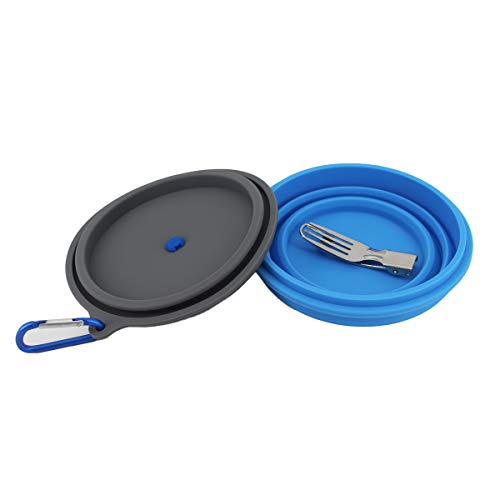 Mr. Peanut's Collapsible Silicone Camping Bowl with Lid & Foldable Fork