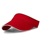 VSUSN Unisex Visor Cap Sonnenhut Einstellbar Sommerhut mit Klettverschluss für Damen und Herren, Rot