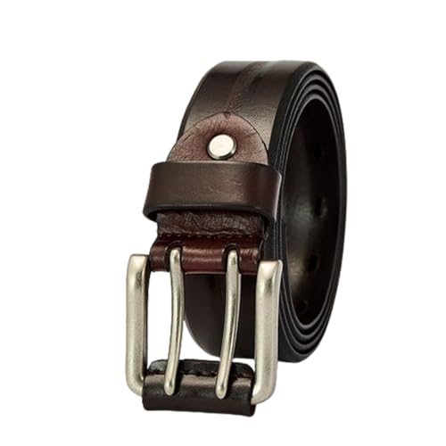 Men's 38mm Double Prong Work Belt Full Grain Cowhide Leather Heavy Duty Waist Strap 2 Holes