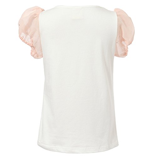 Richie House Girl's Sweet Summer T-Shirt With Mesh Sleeve And Little Girl Rh1768-A-1/2 Peach #TOP1
