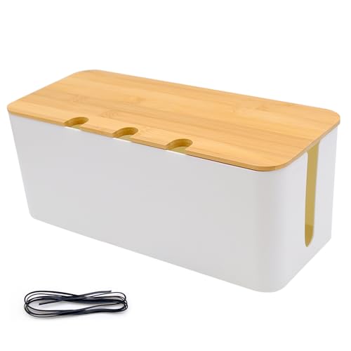 Fahibin Boite Rangement Cable Bureau, Boîte de Rangement pour Cordon, 32 * 13.6 * 12.7cm,Boite Rangement pour Cables Chargeurs et Multiprises pour Cacher Les Prises de Courant et Les multiprises
