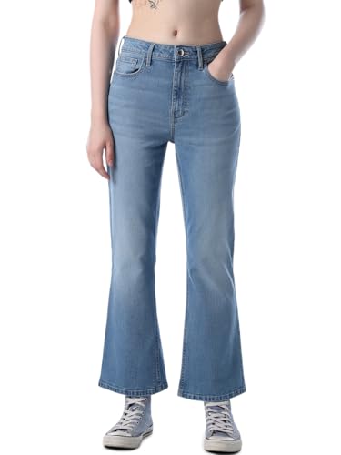 Image of ONLY Women's Solid Flared High Rise Black Jeans