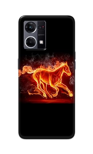 Image of PRINTFIDAA Printed Hard Back Cover Case for Oppo F21 Pro 4G | Oppo F21s Pro 4G | Oppo Reno7 4G | Oppo Reno 7 4G Back Cover (Fiery Horse) -112