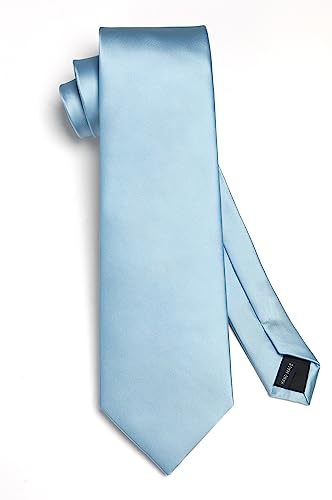 Image of HISDERN Mens Solid Color Ties Formal Satin Necktie and Pocket Square Set Classic Wedding Business Tie & Handkerchief