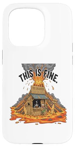 This Is Fine Funny Volcano Coffee Shack EN~[ X}zP[X iPhone 15 Pro p