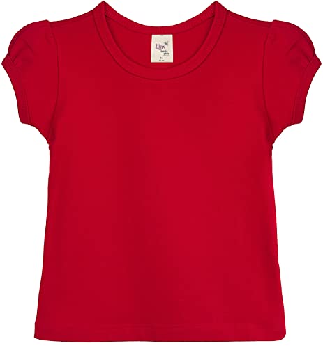 Image of Lilax Girls Short Puff Sleeve Cotton T-Shirt, Toddler & Little Girls Top | 95% Cotton Puff Sleeve Tee; Crewneck, Short Sleeve; Toddler & Girls Sizes 2T-12; for School, Play & Everyday; Machine Wash