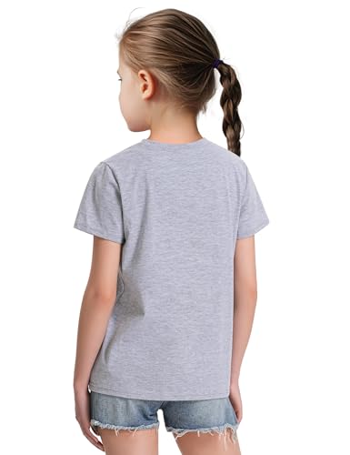 KEREDA 4 Pack Girls Short Sleeve Shirts Cotton T-Shirts Summer Basic Tees Tops Clothes for Kids3