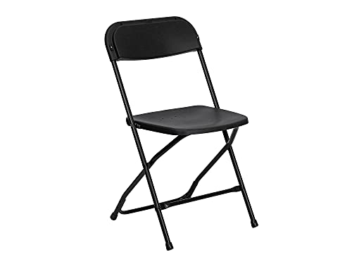 Image of Flash Furniture Hercules Series Plastic Folding Chair - Black - 650LB Weight Capacity Comfortable Event Chair - Lightweight Folding Chair