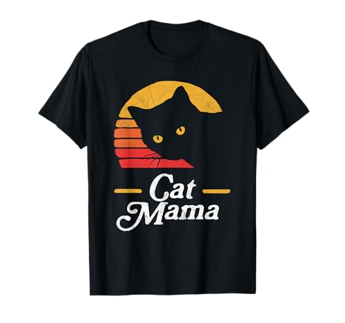 Cat Mama Vintage Eighties Style Cat Retro Distressed T-Shirt