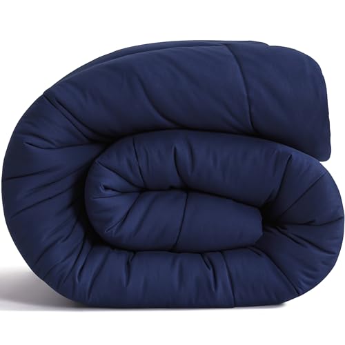 Image of NTBAY Queen Down Alternative Comforter, 90 x 90, Navy Blue | Soft Microfiber Comforter with Box Stitching and 4 Corner Tabs, Lightweight Down-alternative Fill, 1 Comforter Only
