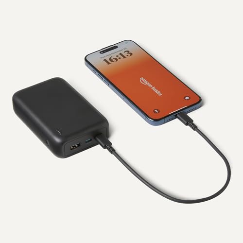 Image of Amazon Basics High-Capacity Portable Charger Power Bank with 3-Port Output, 20,000 mAh, Black