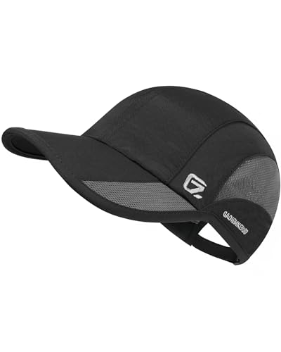 GADIEMKENSD Quick Dry Sports Hat Lightweight Breathable Soft Outdoor Running Cap Baseball Caps for Men (Black, M)