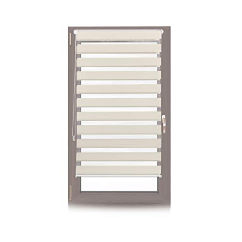 Relaxdays Estor Noche y Día de Láminas, Sin Taladrar, Sistema Klemmfix, Poliéster-Aluminio, 70x150cm, Beige