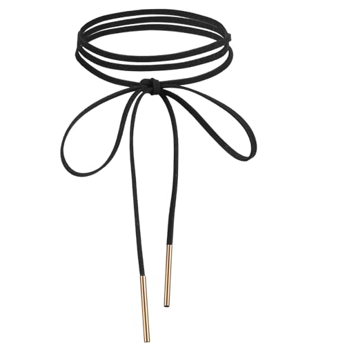 1 Pcs Black Choker Necklace for Women, Gothic Bow Choker, Velvet Choker with Gold Tube, Neck Chokers Long Wrap Rope Collar Tie Neck Chain, Neck Accessories for Party Prom