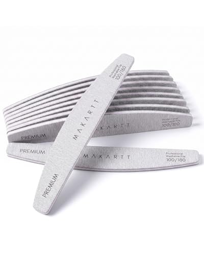 Makartt 100/180 Grit Nail Files, 10PCS Zebra Emery Boards for Nails