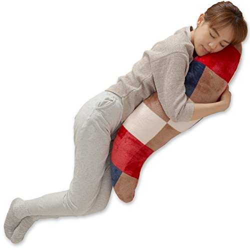 ナイスデイ 抱き枕 チェックレッド 30×120cm mofua ヒートウォーム 発熱 +2℃ 601800C8