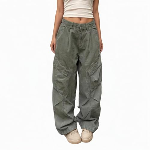 CUTEGAL Vintage Cargo Capri Pants Y2k Button Up Jeans Summer Oversized Wide Leg Pants Streetwear Unisex2