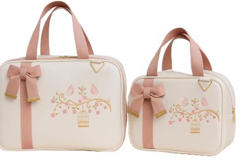 Conjunto de Bolsas Maternidade, 2Peças, Off-white Bordado floral
