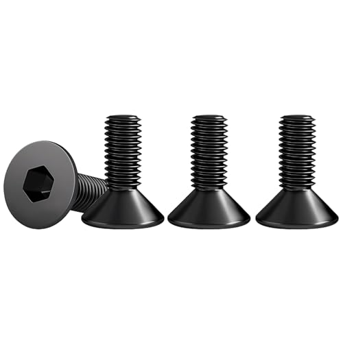 Drenky Black Socket Countersunk Screws M6 X 16mm 304 Stainless Steel Hex Socket Countersunk Bolts DIN 7991 / ISO 10642 Machine Screws Rustproof Flat Head Hex Socket Cap Screws (Pack of 25)
