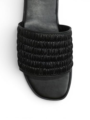 Image of MOVIDA Women's Woven Wide Strap Flat Slide Sandals | Square Toe Slip-On Flats | Stylish Casual Everyday Footwear