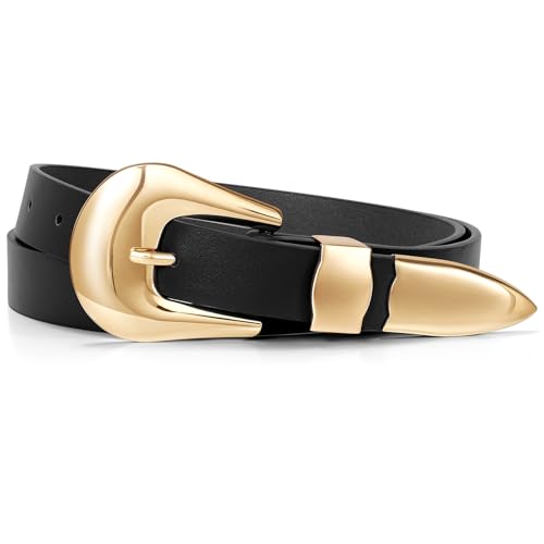 Women Leather Belt for Jeans Dress Ladies Faux Leather Belt Silver Gold Buckle Waist Belt Plus Size