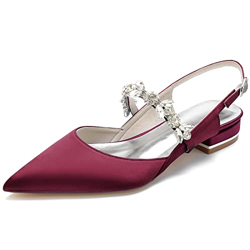 Chaussures de mariage plates en cristal | Escarpins slingback élégants bout pointu