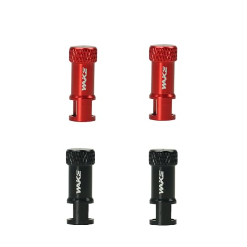 BESNIN Nipple Valve Cap with Valve Core Removing Function, Easy to Use Bike Tire Caps Dust Covers (Black and red 4pcs)