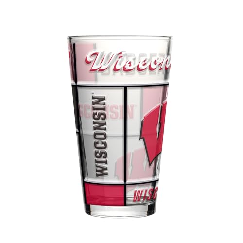 Image of Logo Brands NCAA oz Stained Glass Pint Glass - 3D Embossed Logo & Bold Team Colors - Durable Sports Fan Beer Glass for Home, Bar & Tailgates