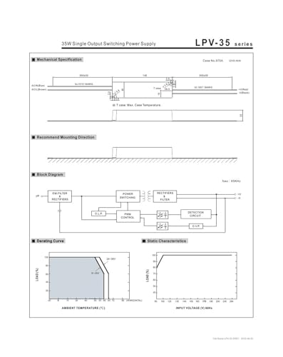Alimentation à découpage 35W LPV-35-12V étanche IP67 pour éclairage LED